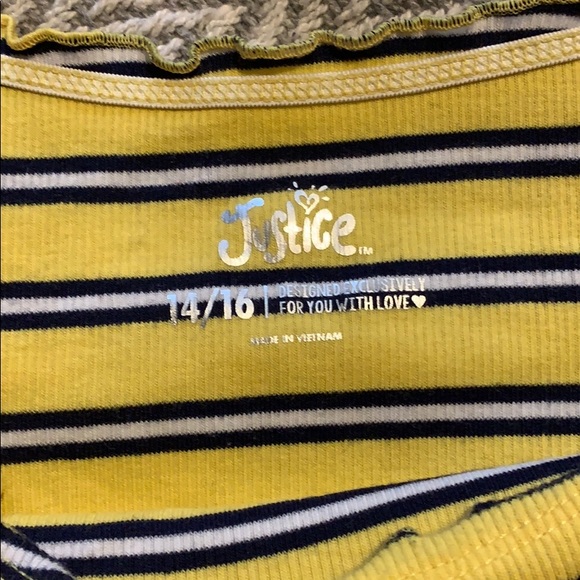 Justice/ yellow and blue off the shoulder shirt - Picture 2 of 2